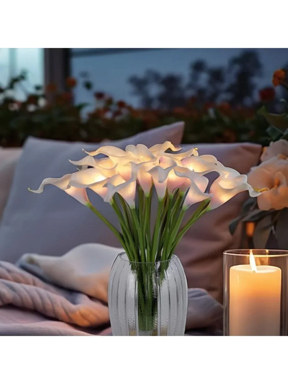 LED Lighted Faux Calla Lily Bouquet - 20 Real Touch Stems for Home Decor & Gifts